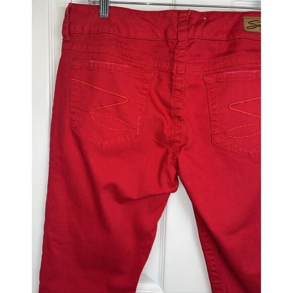Seven7 Red Capris Women's 12 Crop Pants Clean Flat Front Stretch Summer - Picture 10 of 16